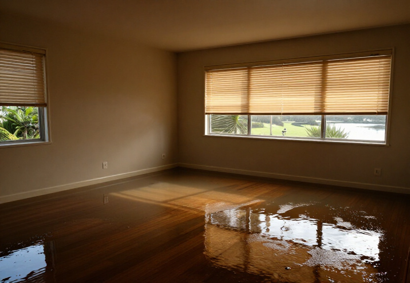 Swollen and warped floorboards in a Clontarf property